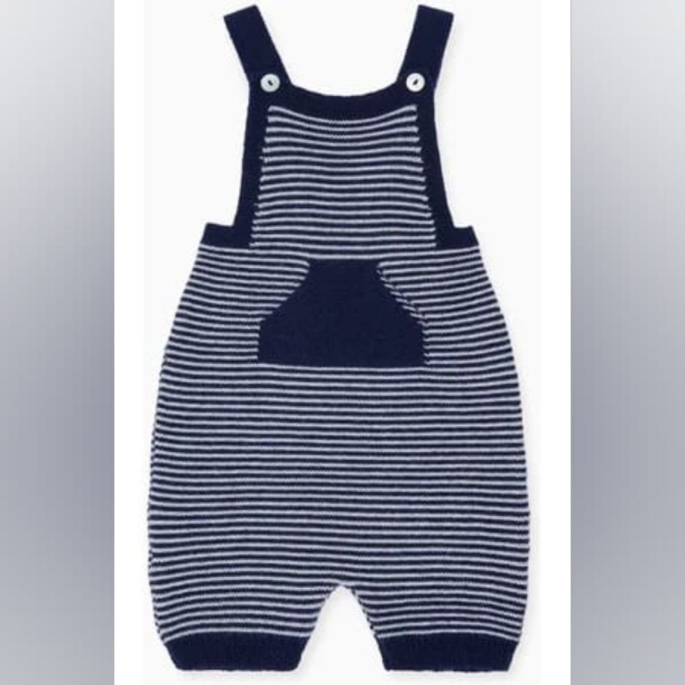 La Coqueta | Navy Stripe Nelo Merino Baby Overall